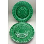 A pair of Wedgwood Etruria green plates