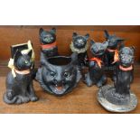 Nine Bretby cat figures