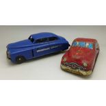 Two tin plate cars including JNF Indicator, made in U.S.