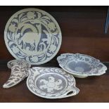 Burleigh Ware relief moulded china, a charger,