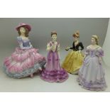 Four Coalport figures,