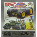 A Tamiya Monster Beetle Junior kit and a Wild Willy Junior kit