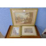 Three 19th Century continental watercolours,