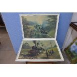 A pair of Don Breckon steam engine prints,