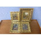 Four miniature continental landscape oils,