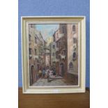 An Italian street landscape, oil on canvas,