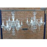 Two similar Victorian style crystal glass chandeliers