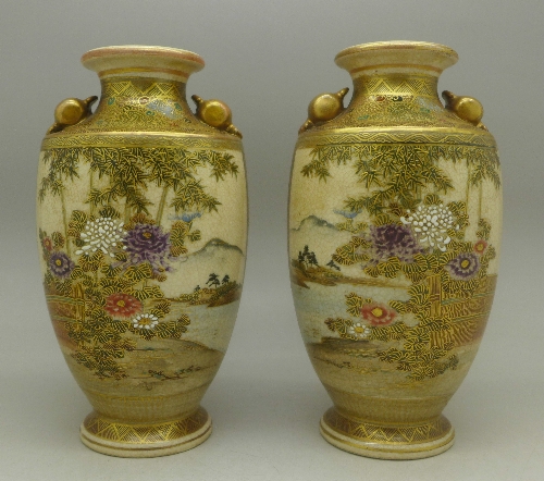 A pair of early 20th Century Satsuma vases, - Image 3 of 4