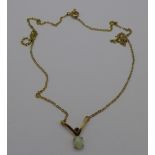 A 9ct gold, opal and sapphire necklet, 1.