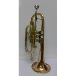 A cased John Packer JP171 trumpet,