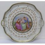 A continental porcelain transferware tray,