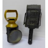 A railway lamp, marked BR(M), Bladon,