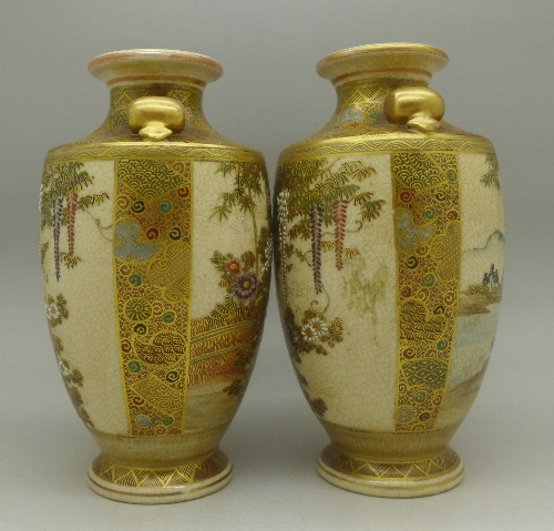 A pair of early 20th Century Satsuma vases, - Image 2 of 4