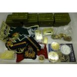 Commemorative coins and ingots, spigot tins, buttons and patches,