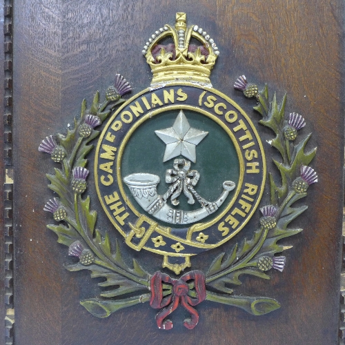 A carved wooden regimental coat of arms, - Image 2 of 2