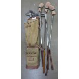 A set of Forgan St. Andrews golf clubs including one marked R.J. Gibson, Royal Calcutta G.C.