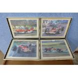 A set of four Michael Turner motor racing prints