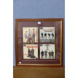 A set of four Beatles record covers,