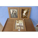 A set of three reproduction risque prints,