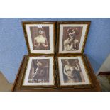 A set of four reproduction risque prints,