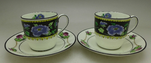 Two coffee cups and saucers, Cauldon China, Tiffany & Co.