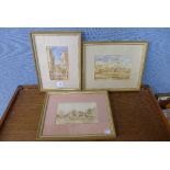 A set of three Moroccan landscapes, watercolours,