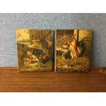 A pair of farmyard scenes with poultry, oil on canvas,