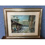 Continental street scene, signed G.