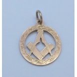 A 9ct gold Masonic fob, 4.