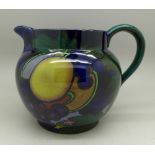 A Royal Stanley Ware Jacobean pattern, fruit decorated jug, c.1930, 12.