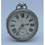 A silver cased fusee pocket watch, marked Improved Patent on dial, case hallmarked Chester 1891,