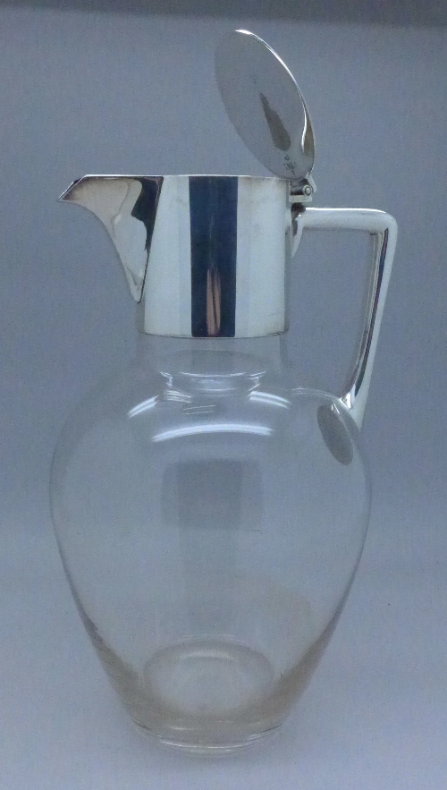 A glass water jug with plated top, - Image 2 of 3