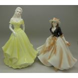 A Royal Worcester figure, Caroline and a Coalport figure,