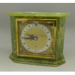 An Elliott green onyx mantel timepiece, some a/f to case,