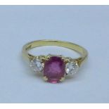 An 18ct gold, ruby and diamond ring, 2.