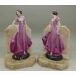 Two figural Art Deco bookends