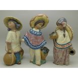 Two Lladro figures, Mexican boy and girl, boy a/f,