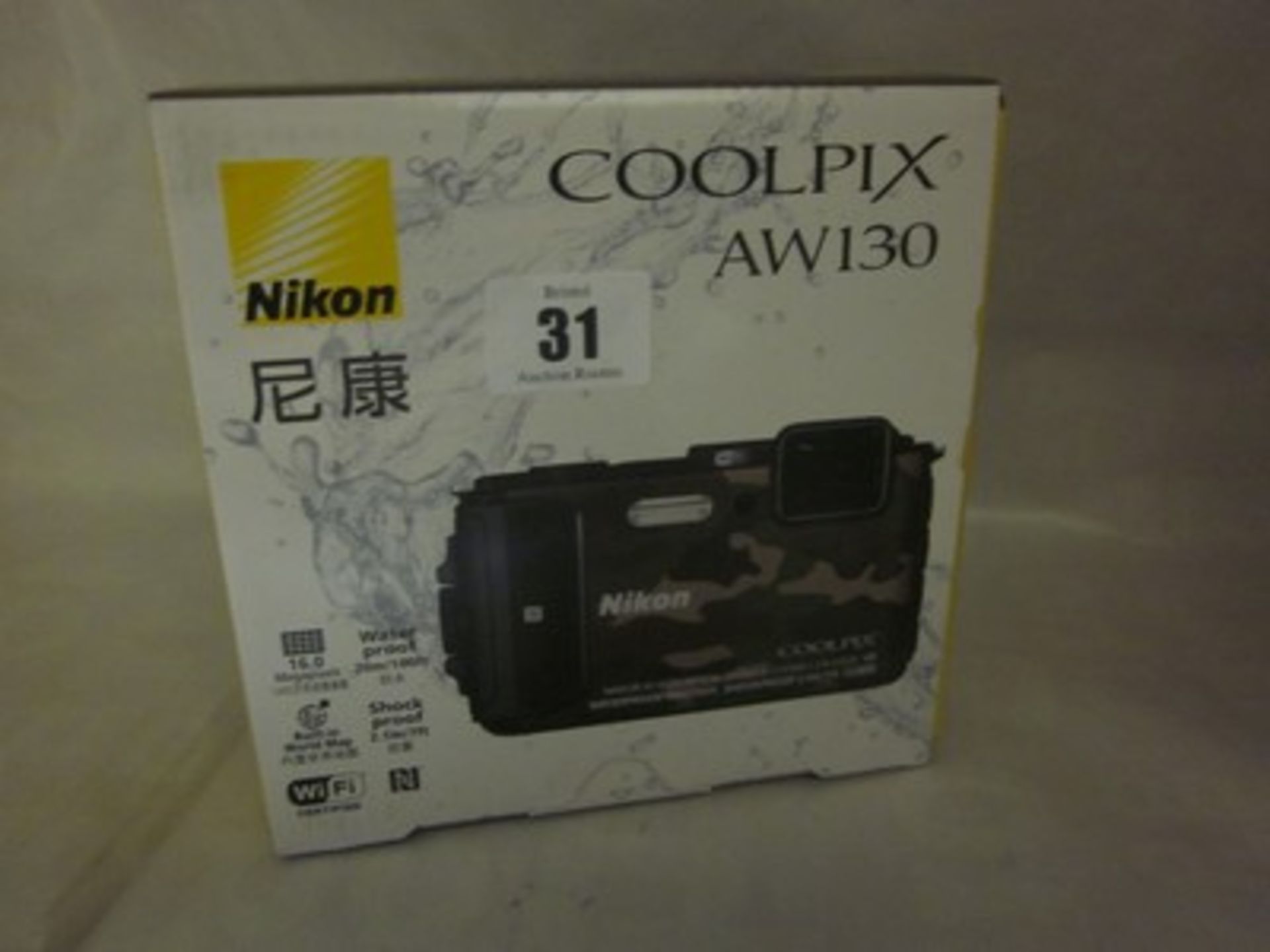 *A Nikon Coolpix AW130 waterproof 30m/100ft camera (Boxed as new).Payment and collection by 5pm