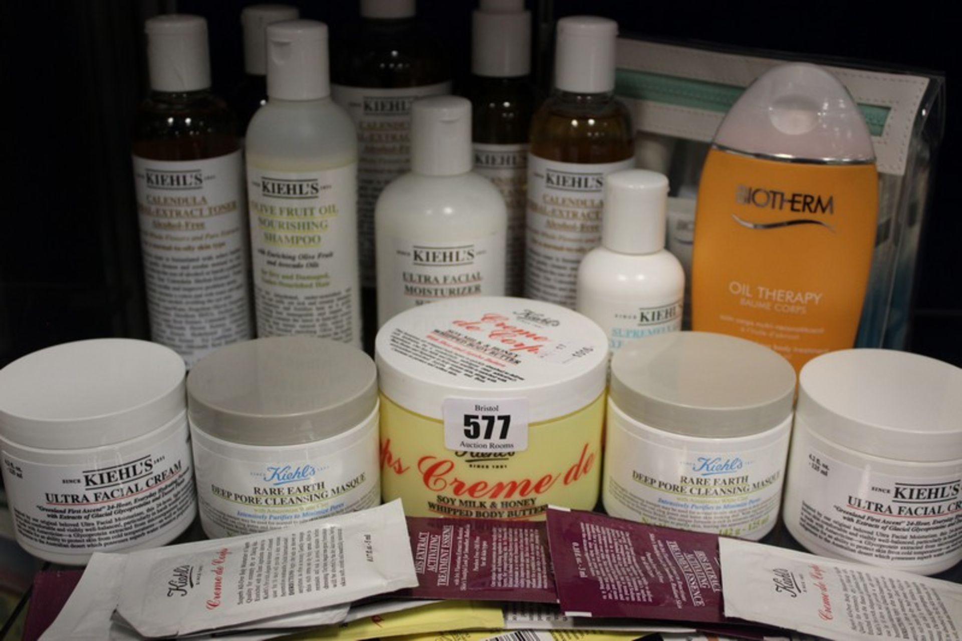 Fifteen as new skin care/toiletries; thirteen Kiehl's and two Biotherm.