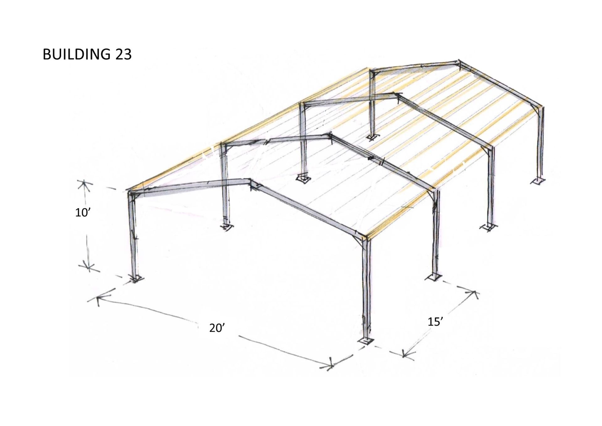 Apex Steel Framework, with Purlins and Fixings. 45ft long x 20ft wide x 10ft @ eaves. - Image 7 of 9