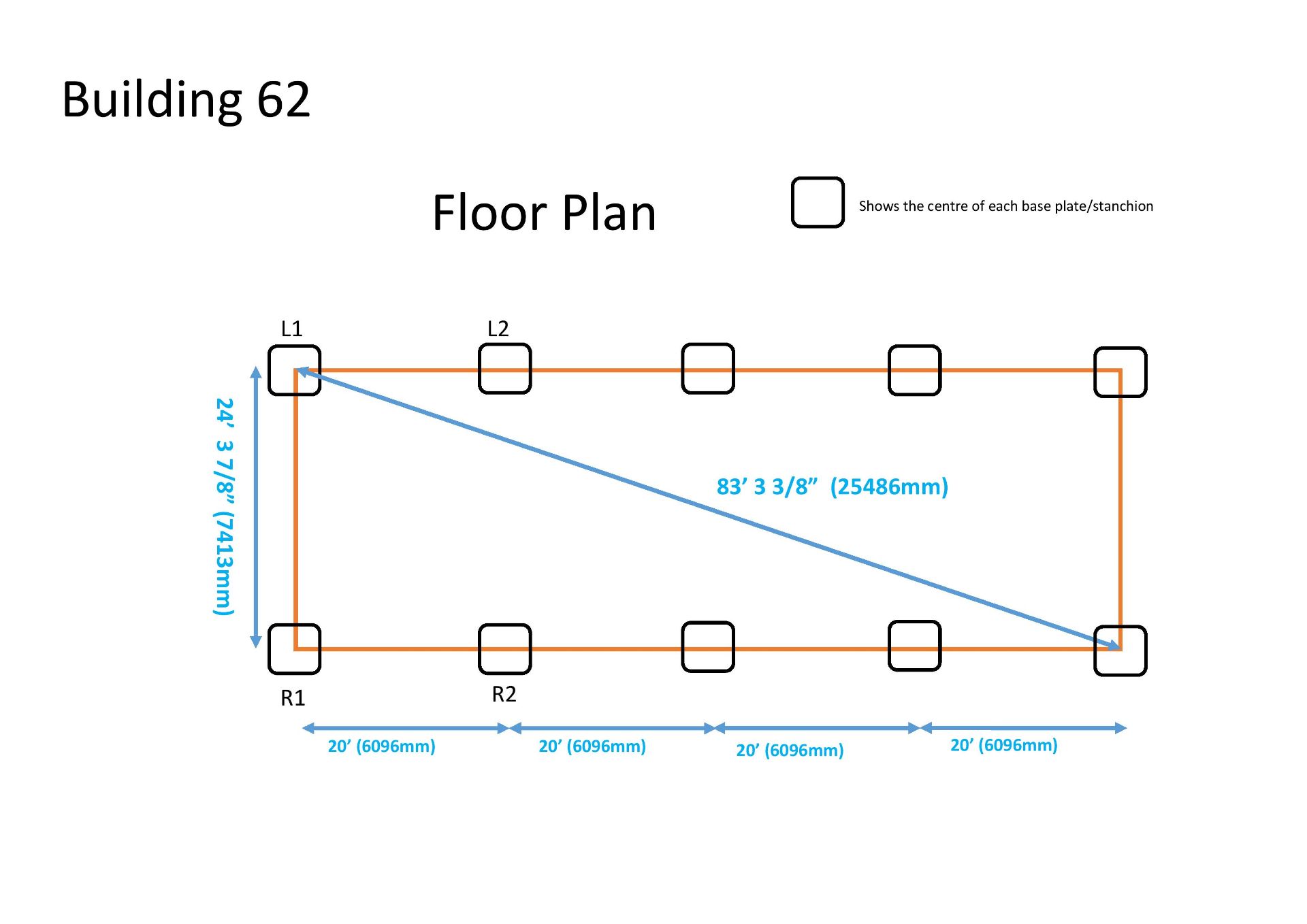 Mono Slope, Steel Framework on 20ft bays, frames, bolts, braces. 80ft long x 25ft wide - Image 6 of 6