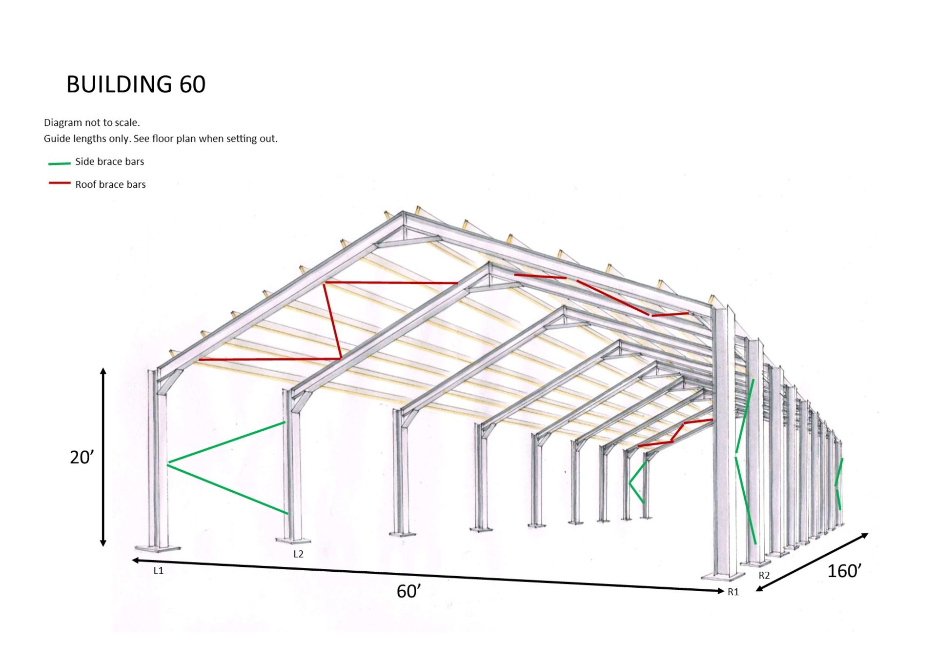 Apex Steel Framework on 20ft bays, frames, bolts and braces. 160ft long x 60ft wide x 20ft @ eaves. - Image 8 of 10