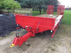 2004 Red Rock 18 Tonne Low Loader, 495 x R19 Tyres 50%, wooden floor, good condition.