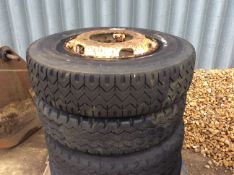 4 no. 11.00 R 22.5 ten stud wheels and tyres part worn Location: Huntingdon, Cambridgeshire
