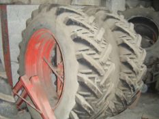 Pair of Dual wheels with Kleber 18.4 R38. Location: Retford, Nottinghamshire.