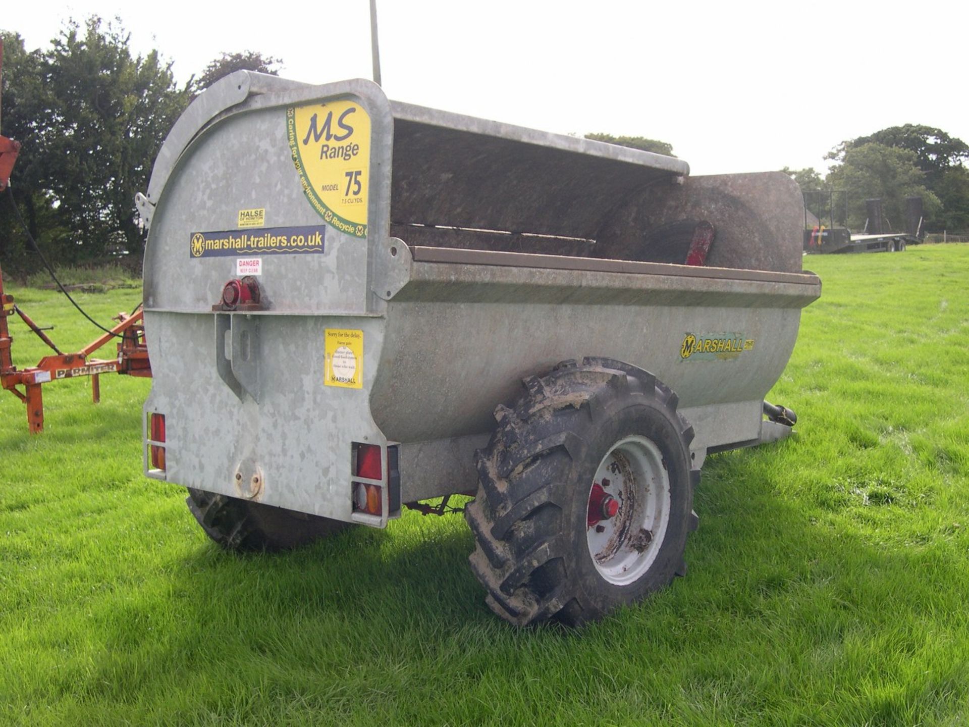 Marshall 7.5 Metre Cubed Galvanised Side Flung Muck Spreader. Location Umberleigh, Devon.