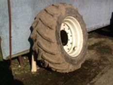 Trelle Borg. 2 wheels 500/60 - 26.5. 50% worn. Ford wheel centres. Location Acle, Norfolk.