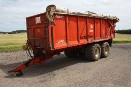 1998 Richard Larrington Majestic 16t tandem axle tipping trailer with sprung drawbar, air brakes,