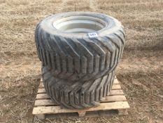 Pair 500/45-22.5 Trelleborg tyres with 6 stud rims