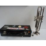 A silver plated trumpet,